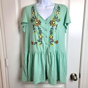 LANE BRYANT Embroidered Babydoll Top